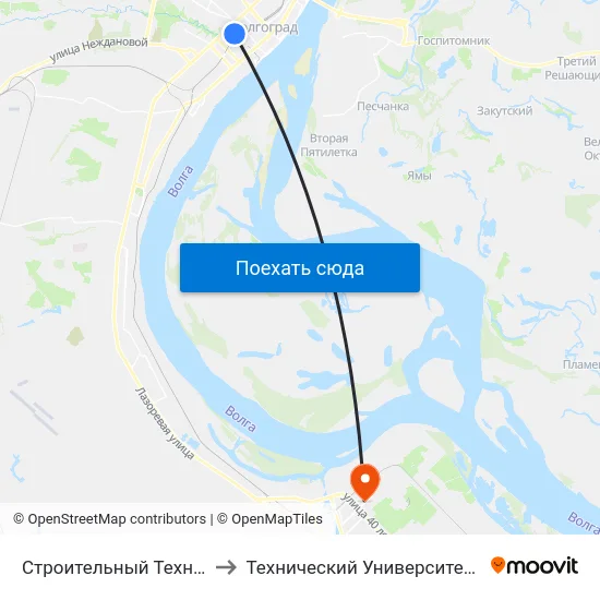 Строительный Техникум (Б) to Технический Университет (Волггту) map
