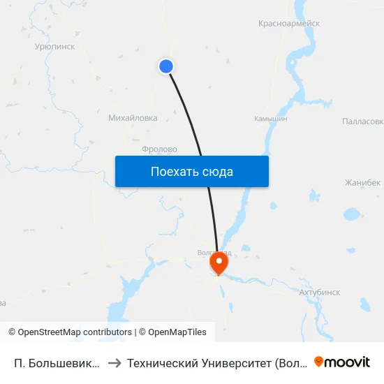 П. Большевик (Б) to Технический Университет (Волггту) map