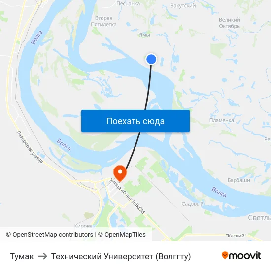 Тумак to Технический Университет (Волггту) map