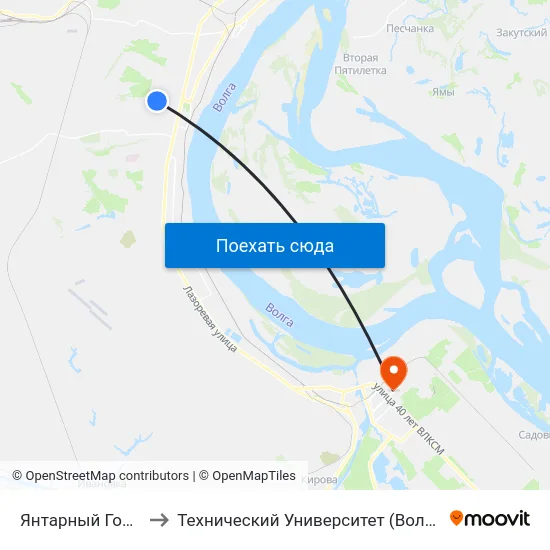 Янтарный Город to Технический Университет (Волггту) map
