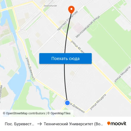 Пос. Буревестник to Технический Университет (Волггту) map