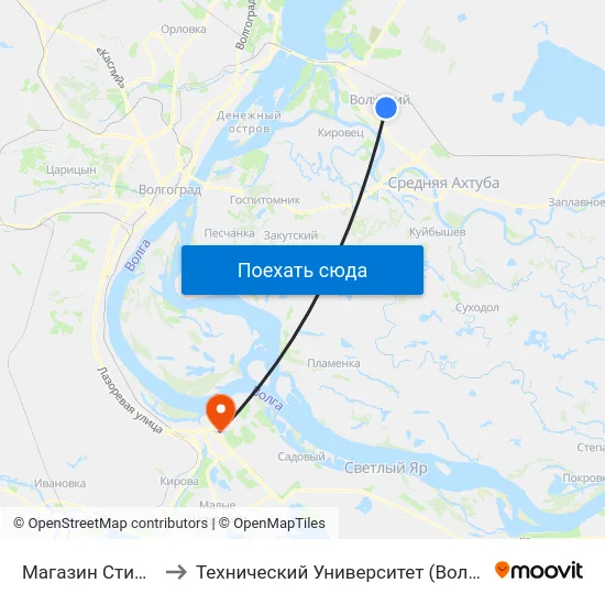 Магазин Стимул to Технический Университет (Волггту) map