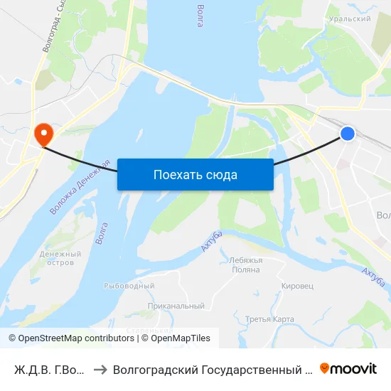 Ж.Д.В. Г.Волжский (А) to Волгоградский Государственный Технический Университет map