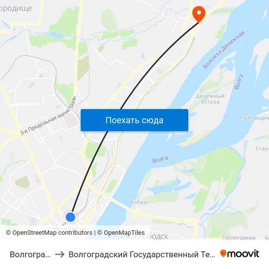 Волгоград Ав (А) to Волгоградский Государственный Технический Университет map