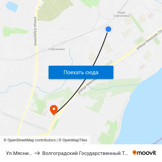 Ул.Мясникова (А) to Волгоградский Государственный Технический Университет map