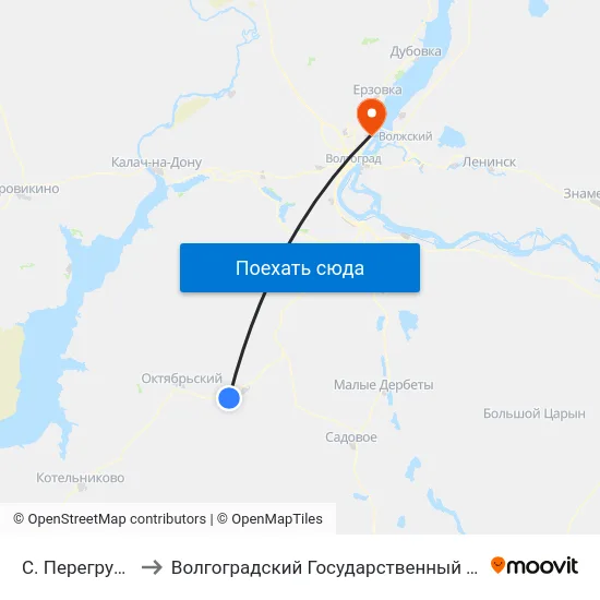 С. Перегрузное Тр (Б) to Волгоградский Государственный Технический Университет map