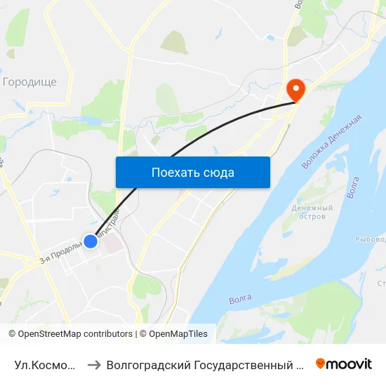 Ул.Космонавтов (А) to Волгоградский Государственный Технический Университет map