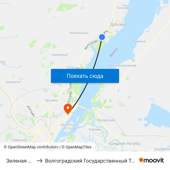 Зеленая Волна (Б) to Волгоградский Государственный Технический Университет map