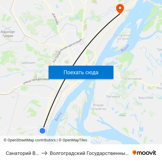 Санаторий Волгоград (Б) to Волгоградский Государственный Технический Университет map