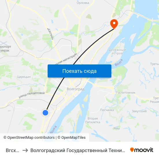 Вгсха (А) to Волгоградский Государственный Технический Университет map