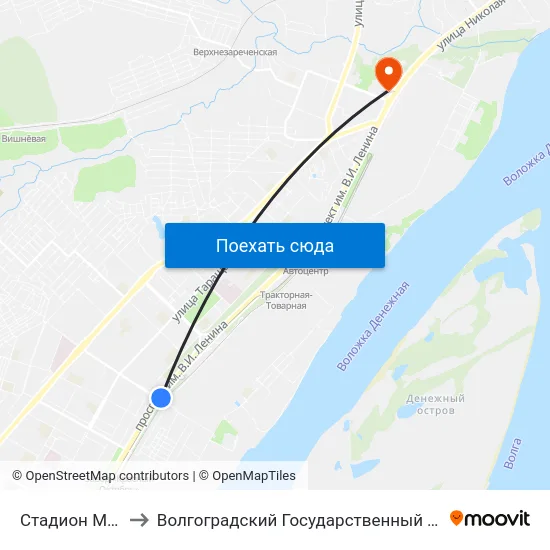 Стадион Монолит (Б) to Волгоградский Государственный Технический Университет map