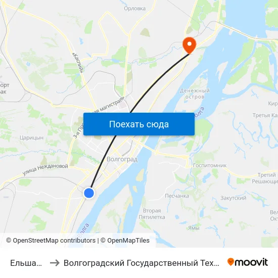 Ельшанка (А) to Волгоградский Государственный Технический Университет map