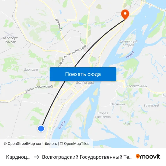 Кардиоцентр (А) to Волгоградский Государственный Технический Университет map
