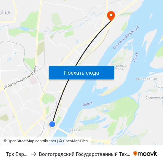Трк Европа (А) to Волгоградский Государственный Технический Университет map