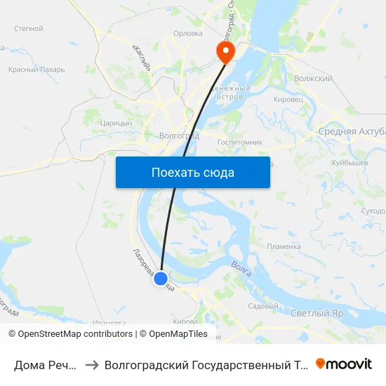Дома Речников (А) to Волгоградский Государственный Технический Университет map