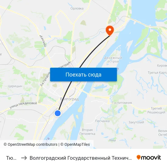 Тюз (А) to Волгоградский Государственный Технический Университет map