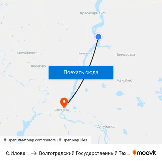 С.Иловатка (А) to Волгоградский Государственный Технический Университет map