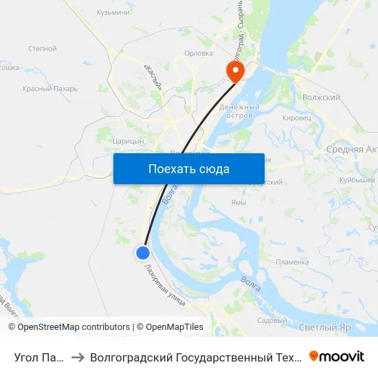 Угол Парка (А) to Волгоградский Государственный Технический Университет map