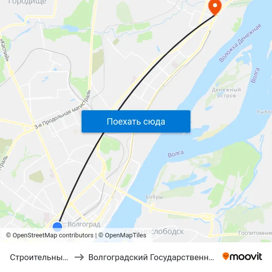 Строительный Техникум (А) to Волгоградский Государственный Технический Университет map