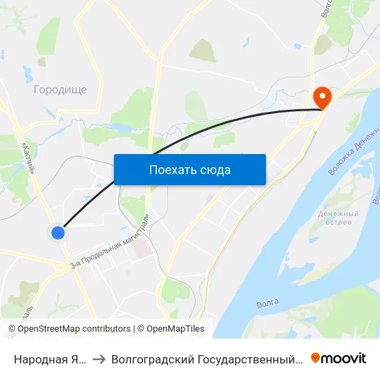Народная Ярмарка (А) to Волгоградский Государственный Технический Университет map