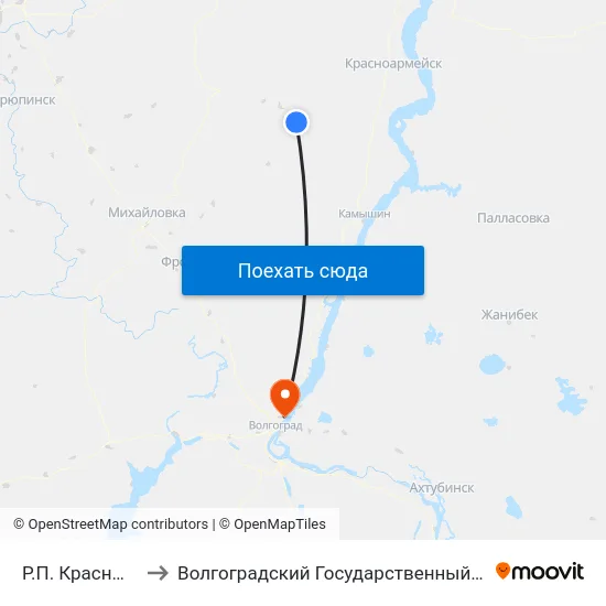 Р.П. Красный Яр Ас (А) to Волгоградский Государственный Технический Университет map