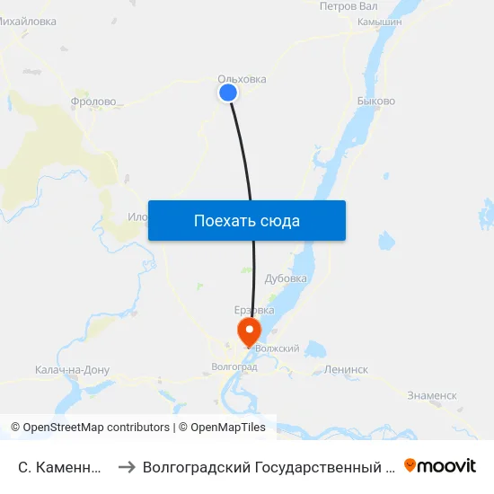 С. Каменный Брод (А) to Волгоградский Государственный Технический Университет map