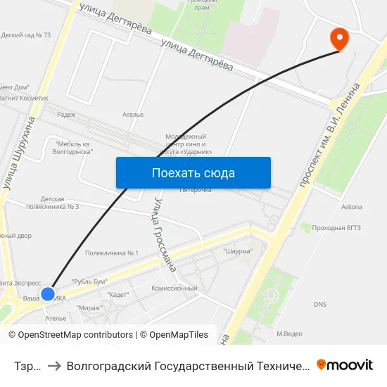 Тзр (А) to Волгоградский Государственный Технический Университет map
