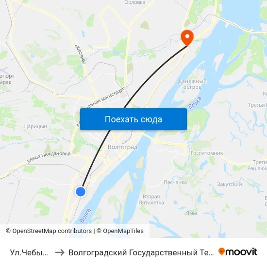 Ул.Чебышева (А) to Волгоградский Государственный Технический Университет map