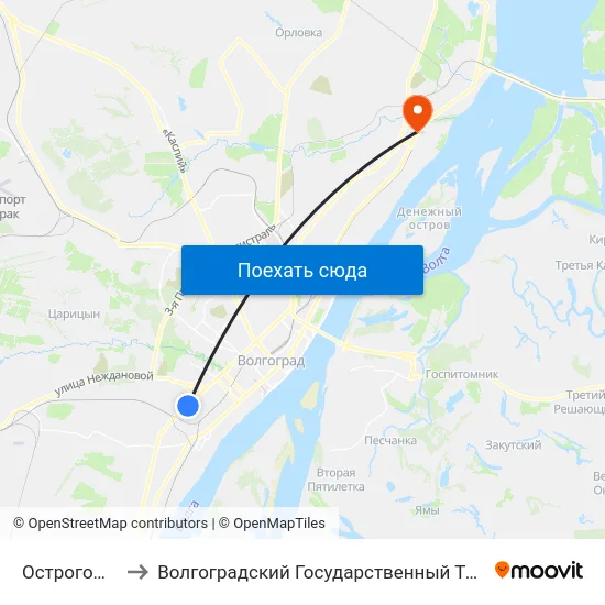 Острогожская (А) to Волгоградский Государственный Технический Университет map