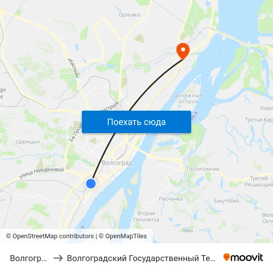 Волгоград-2 (А) to Волгоградский Государственный Технический Университет map