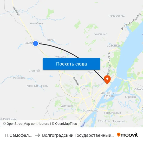 П.Самофаловка Тр. (А) to Волгоградский Государственный Технический Университет map