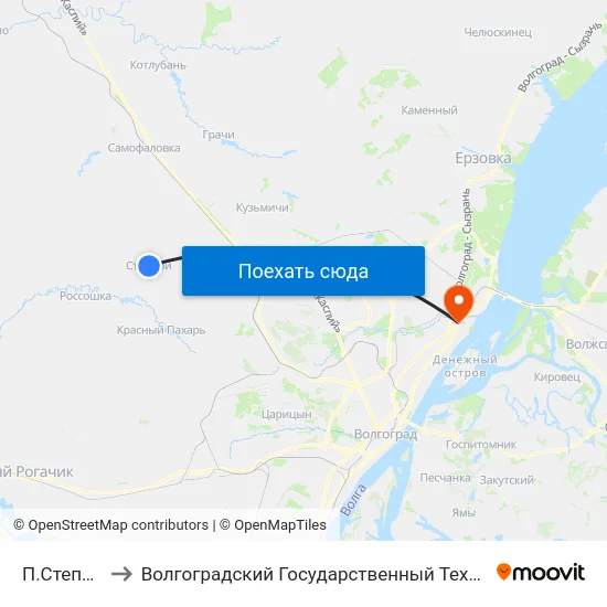 П.Степной (А) to Волгоградский Государственный Технический Университет map