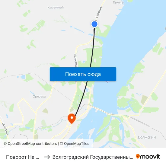 Поворот На С.Каменка (А) to Волгоградский Государственный Технический Университет map