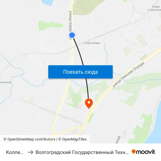 Колледж (А) to Волгоградский Государственный Технический Университет map