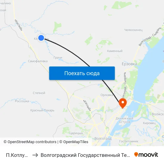 П.Котлубань (А) to Волгоградский Государственный Технический Университет map