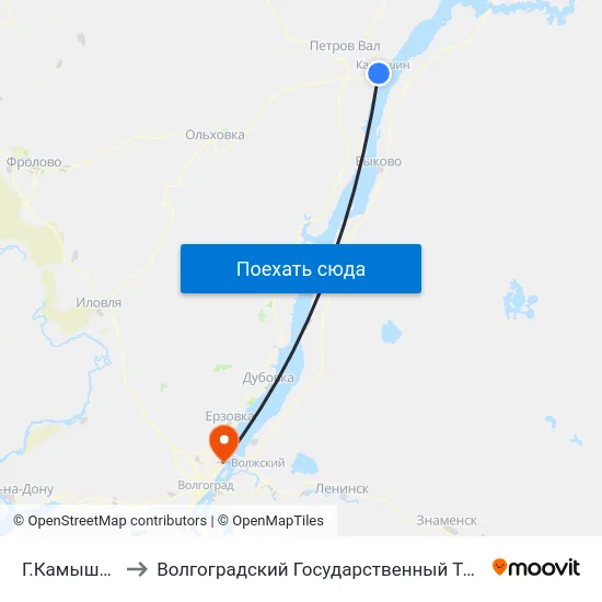 Г.Камышин Ас (Б) to Волгоградский Государственный Технический Университет map