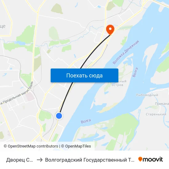 Дворец Спорта (Б) to Волгоградский Государственный Технический Университет map
