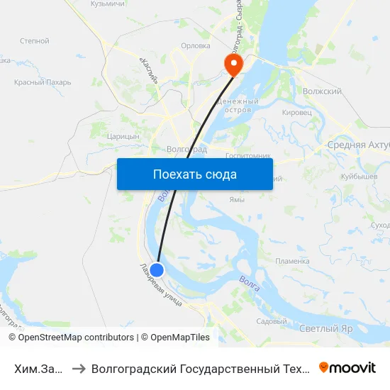 Хим.Завод (Б) to Волгоградский Государственный Технический Университет map