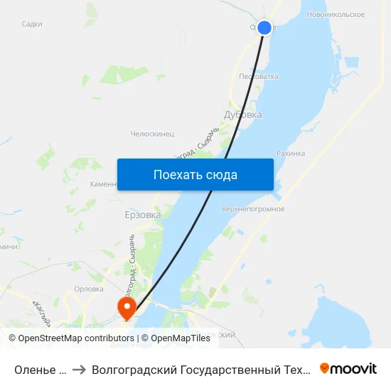 Оленье Тр. (А) to Волгоградский Государственный Технический Университет map