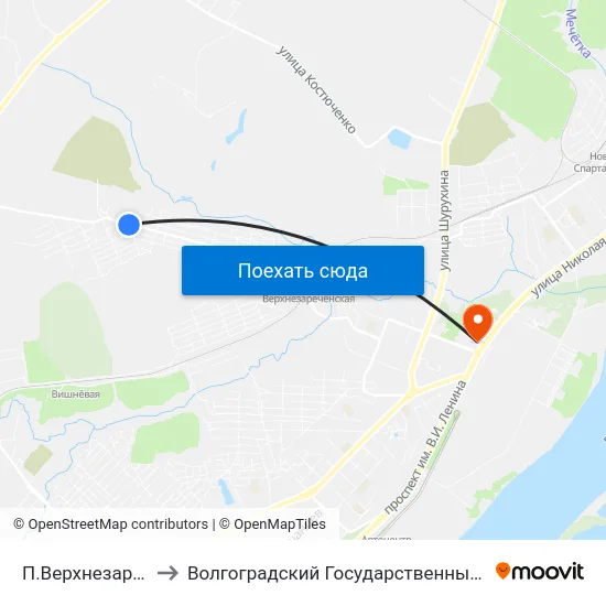 П.Верхнезареченский (Б) to Волгоградский Государственный Технический Университет map