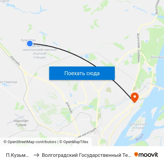 П.Кузьмичи 1 (Б) to Волгоградский Государственный Технический Университет map