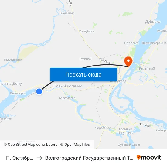 П. Октябрьский (А) to Волгоградский Государственный Технический Университет map