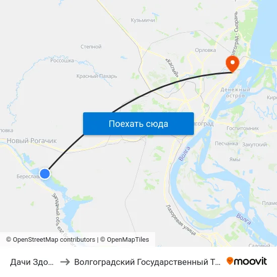 Дачи Здоровье (А) to Волгоградский Государственный Технический Университет map