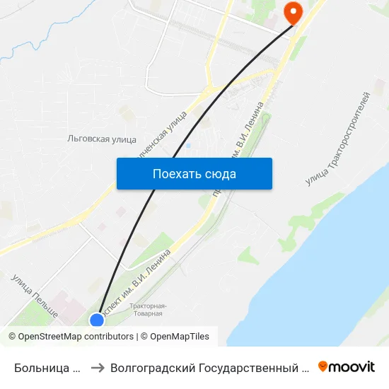 Больница Ильича (Б) to Волгоградский Государственный Технический Университет map