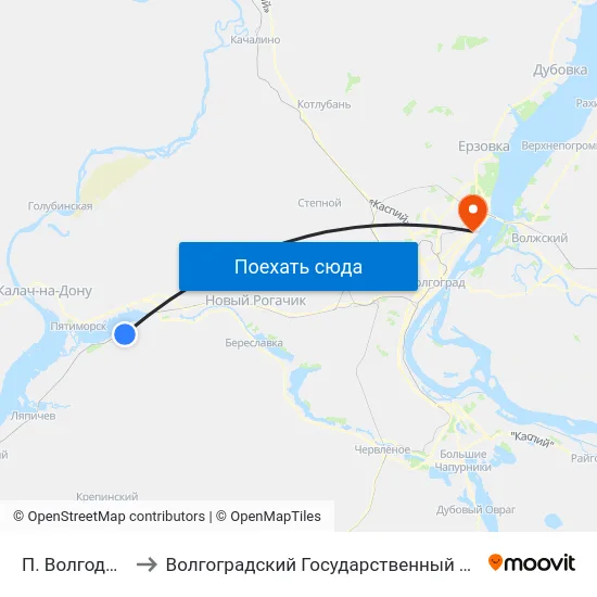 П. Волгодонской (А) to Волгоградский Государственный Технический Университет map