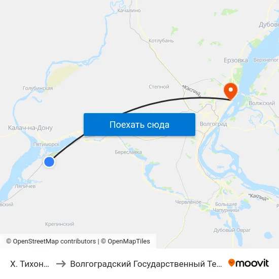 Х. Тихоновка (А) to Волгоградский Государственный Технический Университет map