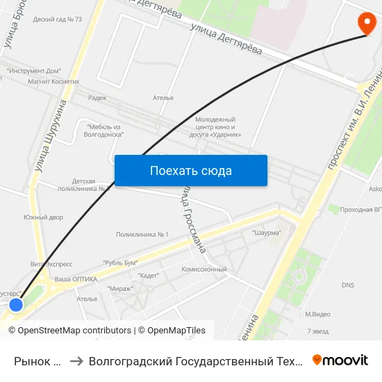 Рынок Тзр (А) to Волгоградский Государственный Технический Университет map