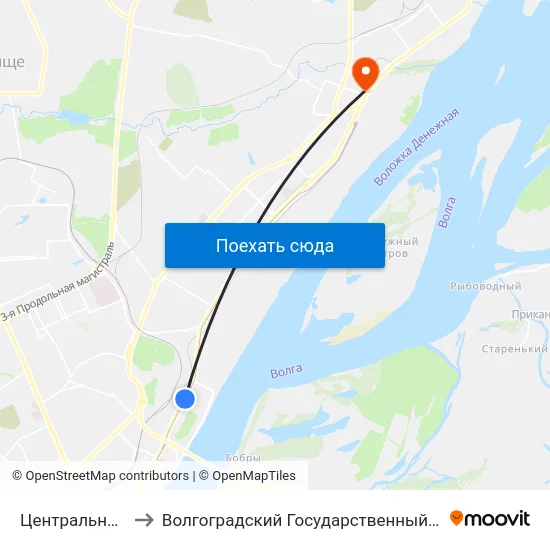 Центральный Стадион to Волгоградский Государственный Технический Университет map