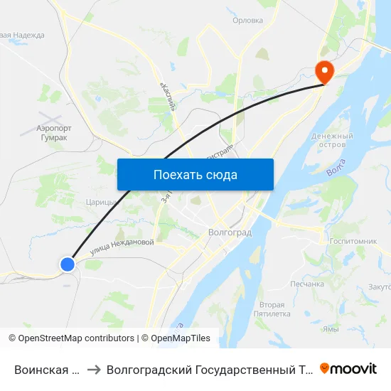 Воинская Часть (А) to Волгоградский Государственный Технический Университет map