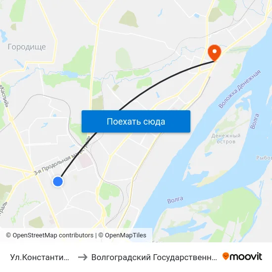 Ул.Константина Симонова (А) to Волгоградский Государственный Технический Университет map